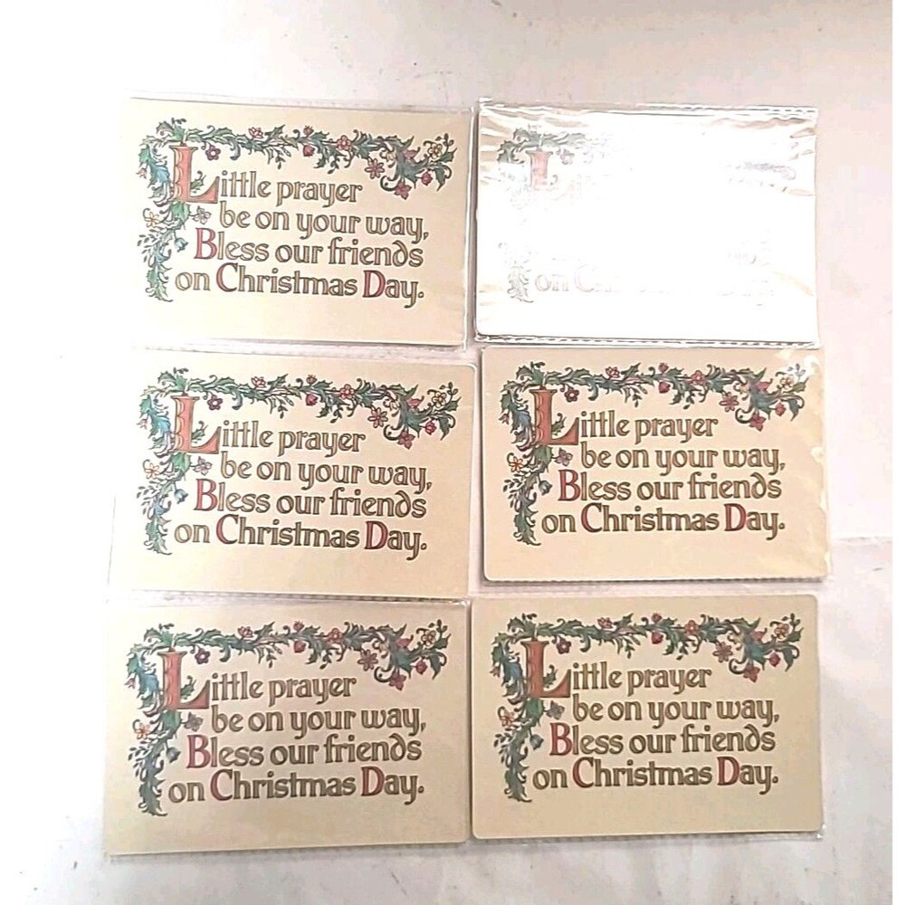 6 VTG Hallmark Christmas Holiday Greeting PostCards Holly Friend Prayer EPHEMERA